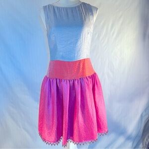 Alexia Admor Dress Cocktail Gray Pink Orange Pink Beads at Hem Party EUC  M